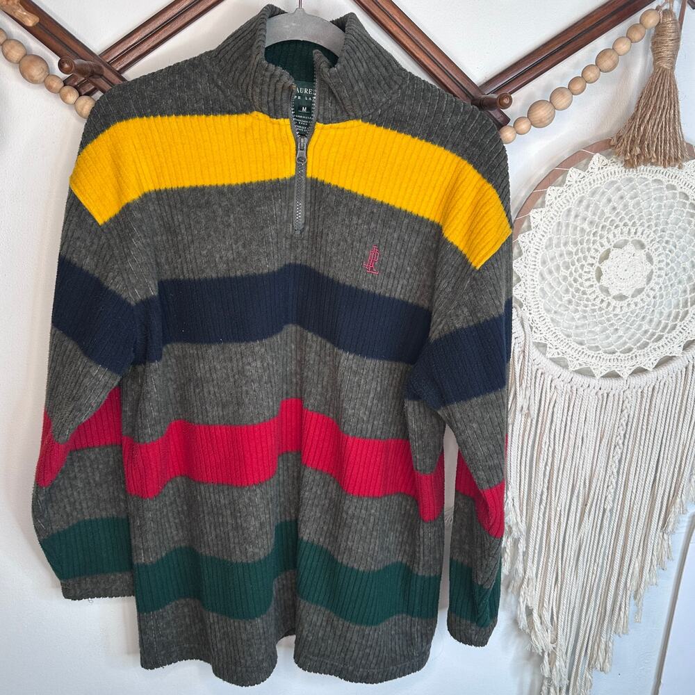 Lauren Ralph Lauren 1/4 Zip Fleece Striped Pullover